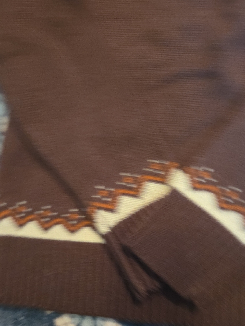Kiel James Patrick Brown & Orange Fair Isle Cabin Sweater - Picture 4 of 5